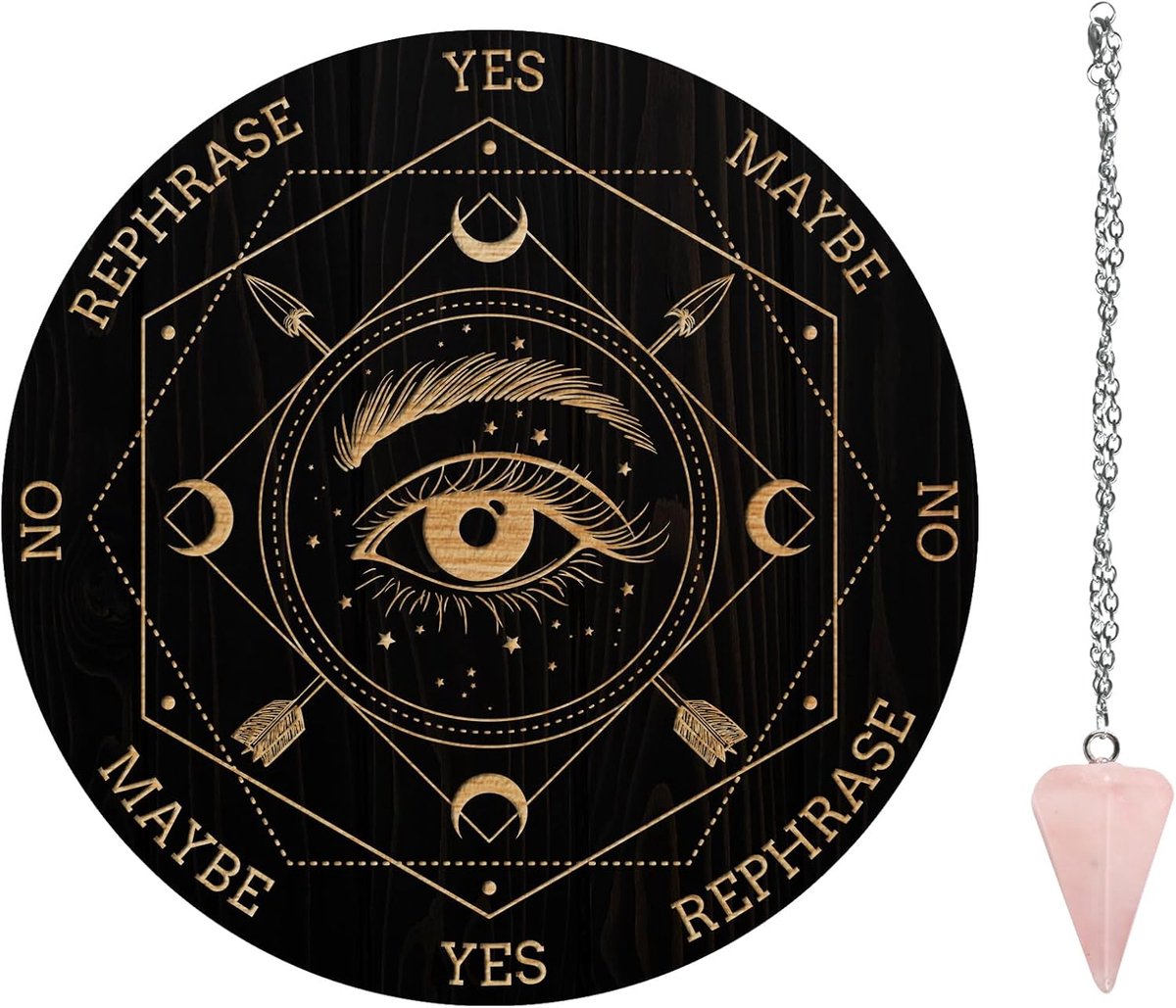 SnelShoppen - Pendulum Board Dowsing Divination Set - 7.8 Inch Houten Altar Bord voor Wicca en Witchcraft met Kristallen Garland - Metafysisch Medium