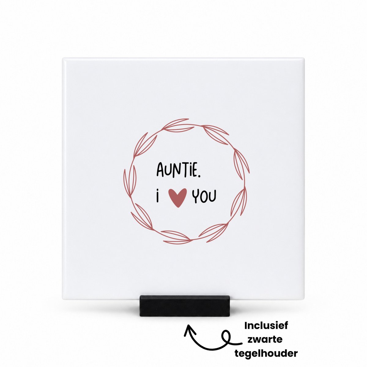 Hacebo auntie I love you tegeltje met tegelhouder - Tante - de liefste tante - tegeltjes met tekst - verjaardagscadeau - verjaardag - cadeau - cadeautje voor tante - tante artikelen - kado - geschenk - gift - spreuktegels - 10.8x10.8 CM Wit