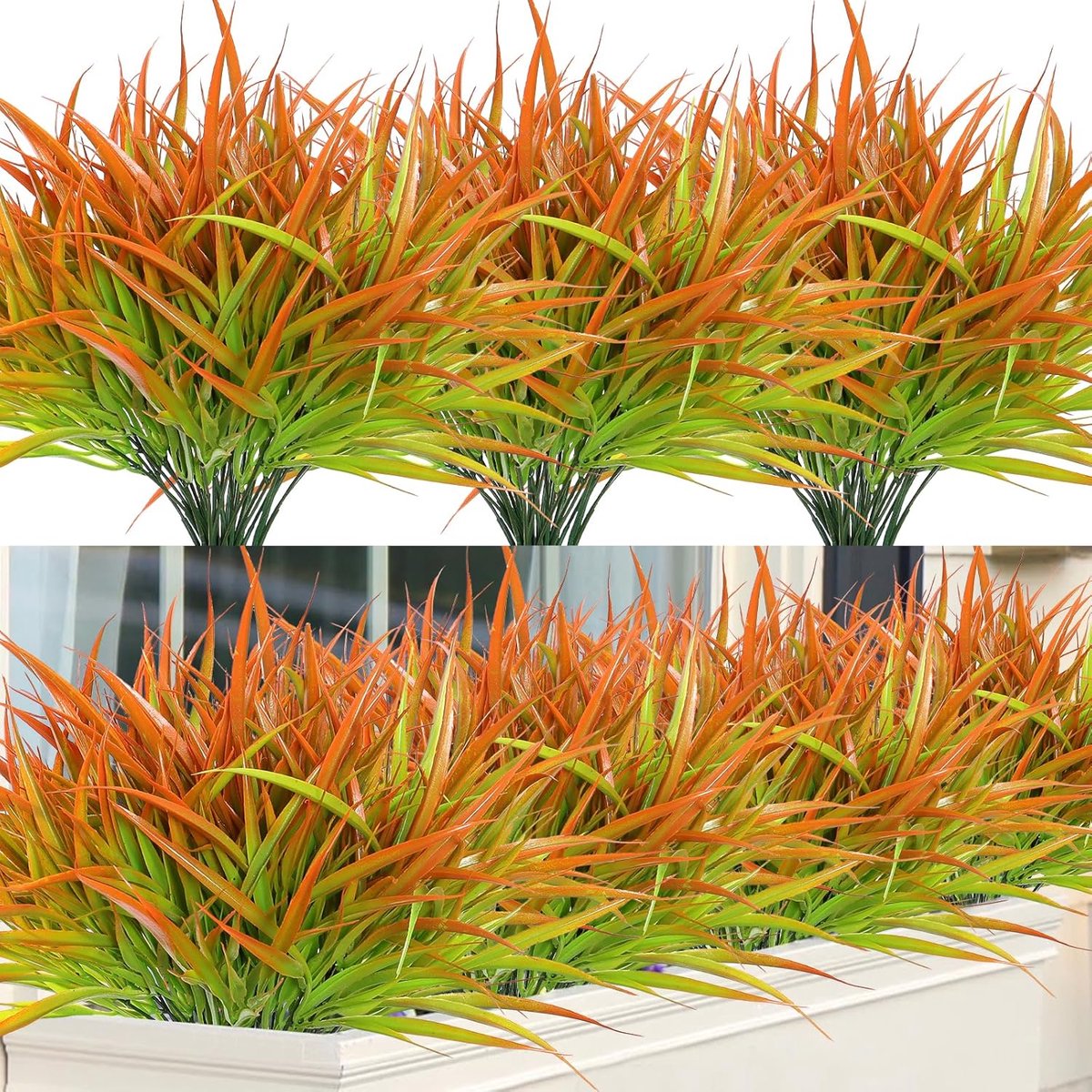 SnelShoppen - 8 Stuks Kunstgras Planten Buiten - UV Bestendige Kunststof Planten Bossen - 40cm Hoge Groene Aardse Decoratie voor Tuin, Patio, Raam & L