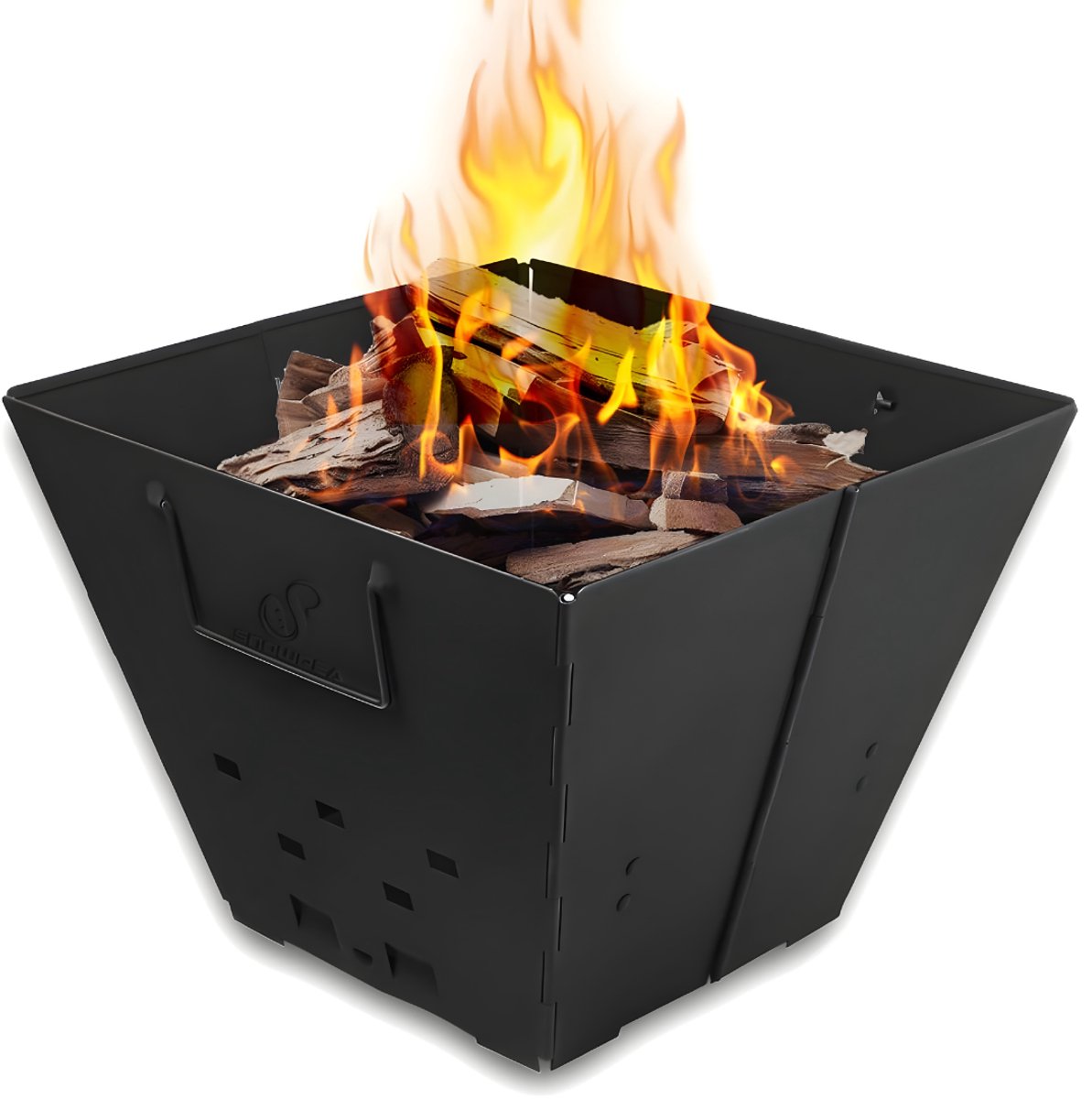 KIRA® Vuurkorf Voor Buiten - Opvouwbare Vuurkorf Voor Buiten - IJzeren Vuurkom - Zwart - 33cm x 34cm x 29cm
