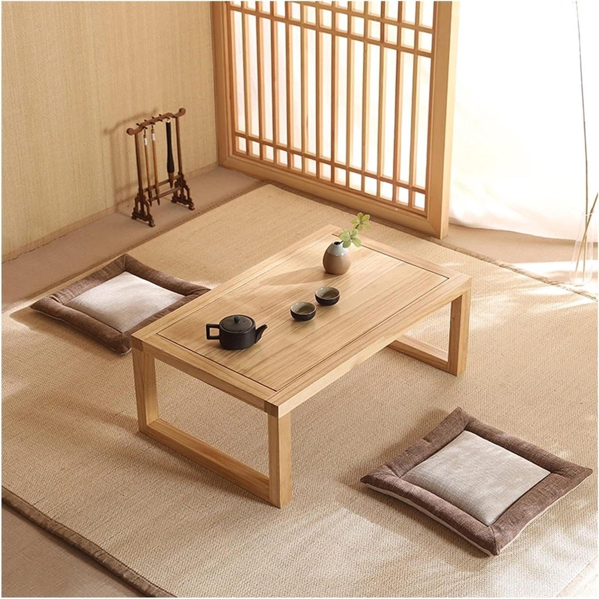 Kleine salontafel - Lage bijzettafel - Woonkamer decoratie - Massief houten meubel - 60x40x30 cm - Houtkleurig