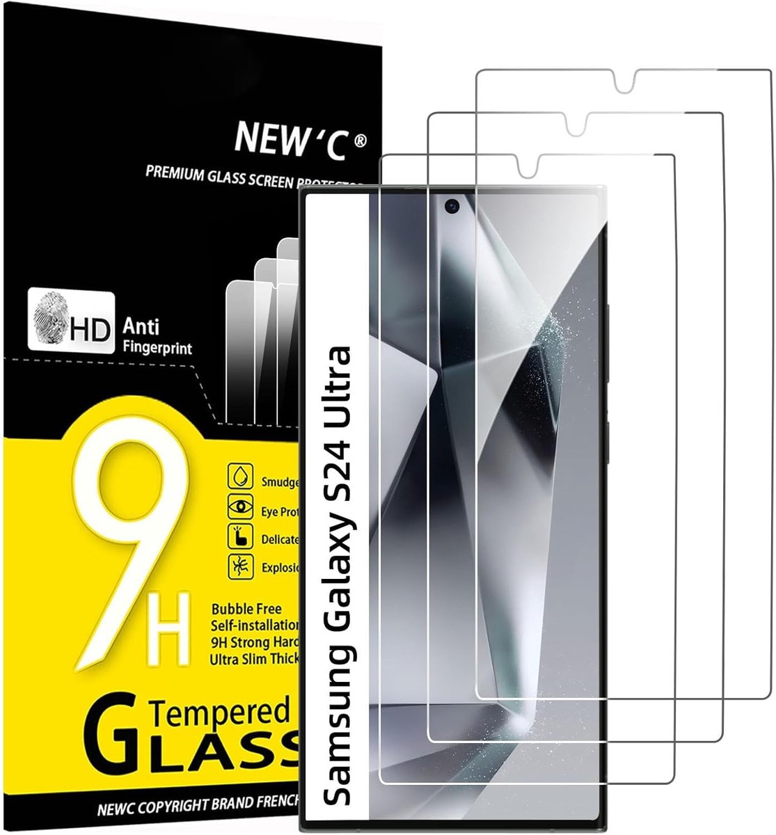 NEW'C 3 Stuks, Screen Protector voor Samsung Galaxy S24 Ultra [NIET VOOR S24/S24 Plus], Gehard Glass Schermbeschermer - ShopVlot
