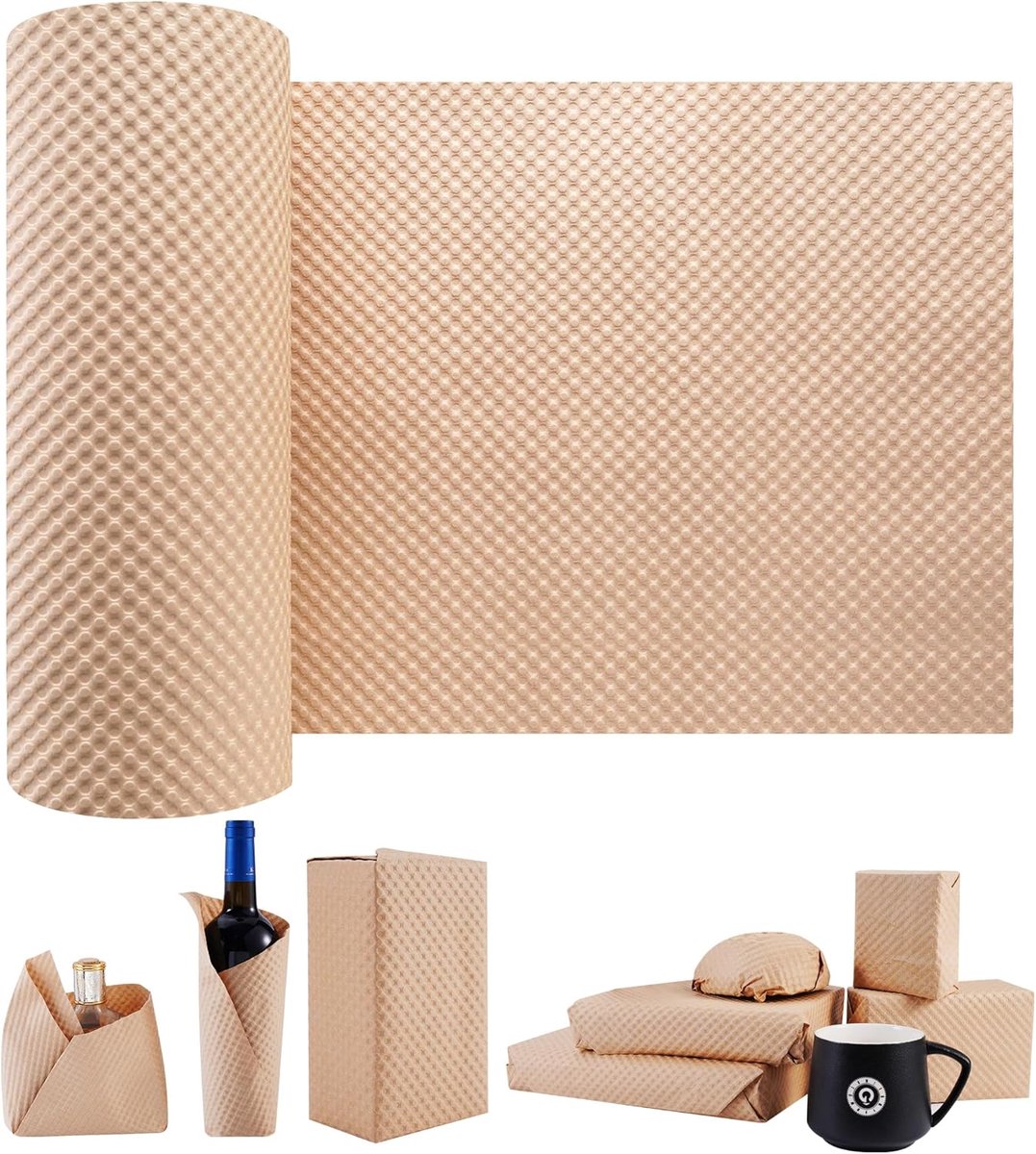 SnelShoppen - Paper Bubble Roll - Inpakpapier voor Verhuizen, Verzenden en Cadeauverpakking - Duurzaam Biologisch Afbreekbaar Kraftpapier 38CM x 30M