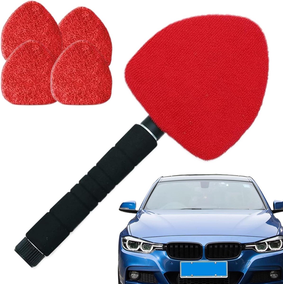 Auto Wasborstel - Interieurreiniger Gereedschap - Voertuigen Schoonmaken - Uitschuifbare Steel - 41-57 cm - Rood