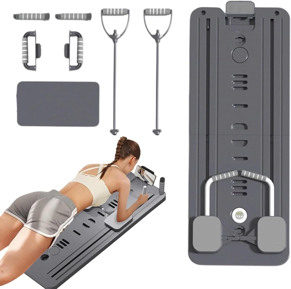 Pilates Reformer Board - Romptrainer Opvouwbaar - Full Body Training - Adaptieve Rebound Technologie - Niet gespecificeerd - Zwart