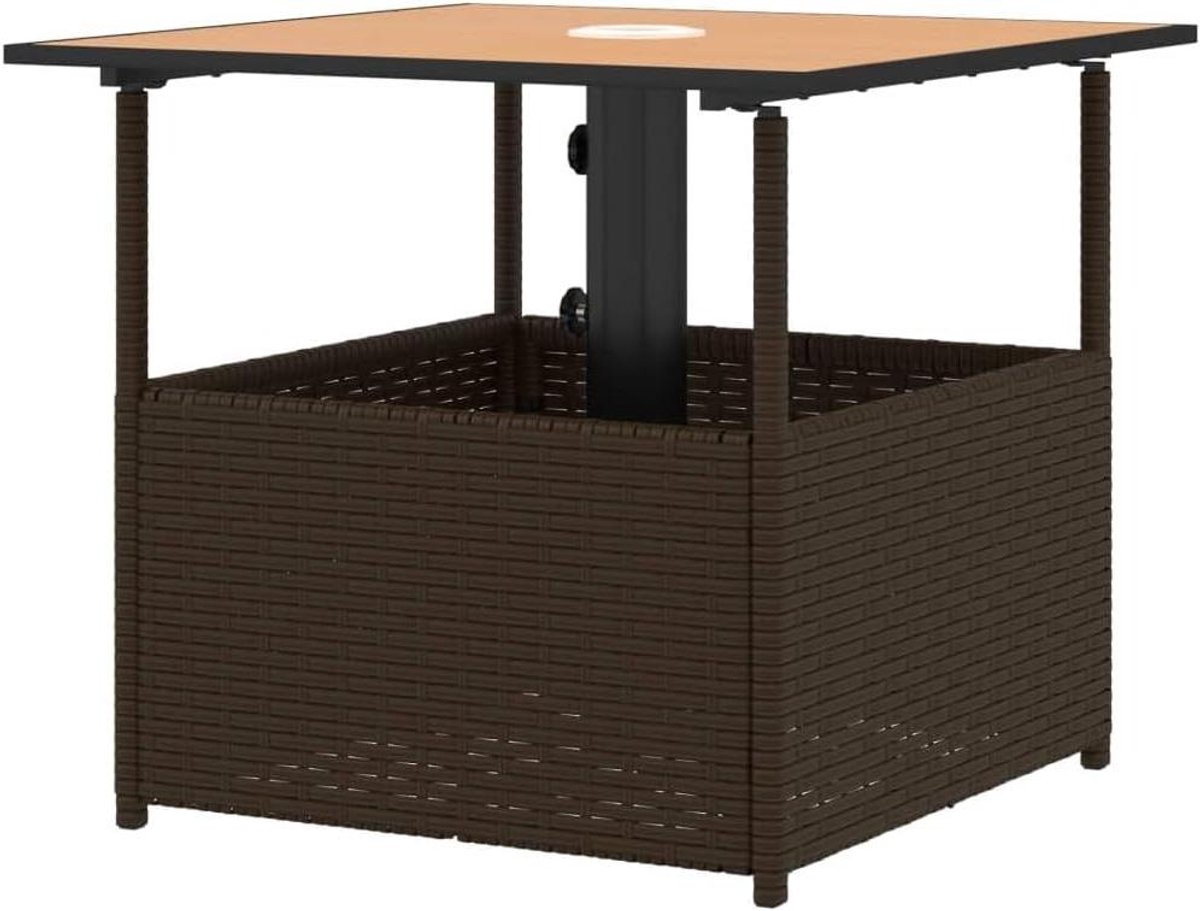 Tuintafel met parasolgat - Balkontafel Outdoortafel - Buiten Zitten - UV-bestendig materiaal - 55 x 55 x 465 cm - Bruin