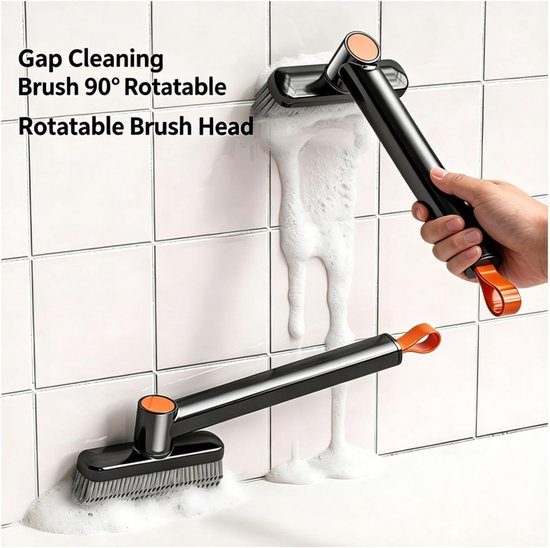 Spleetreinigingsborstel - Hoekborstel - Badkamer reinigen - 360° draaibare kop - 11 inch lengte - Grijs — afbeelding 5