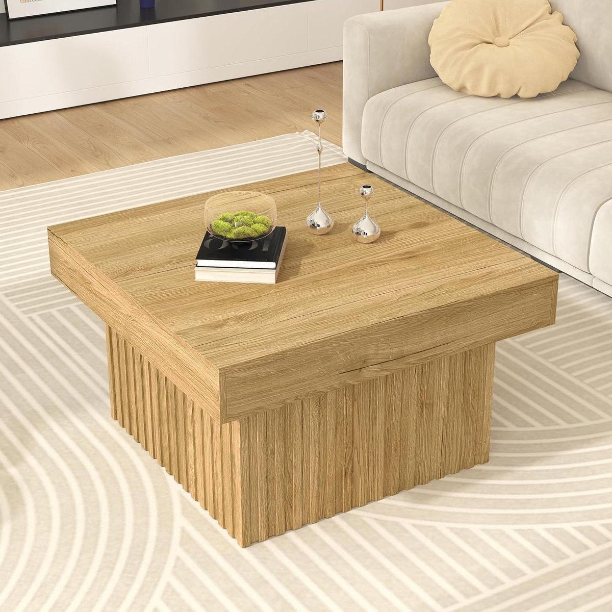 Salontafel Hout - Bijzettafel Vierkant - Woonkamer Decoratie - Harmonisch Design - 79 x 79 x 46 cm - Houtkleur