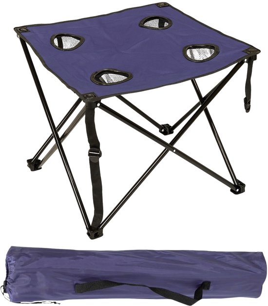 Opvouwbare Campingtafel 50 x 50 x 40 cm met 4 Bekerhouders en Draagtas — afbeelding 3