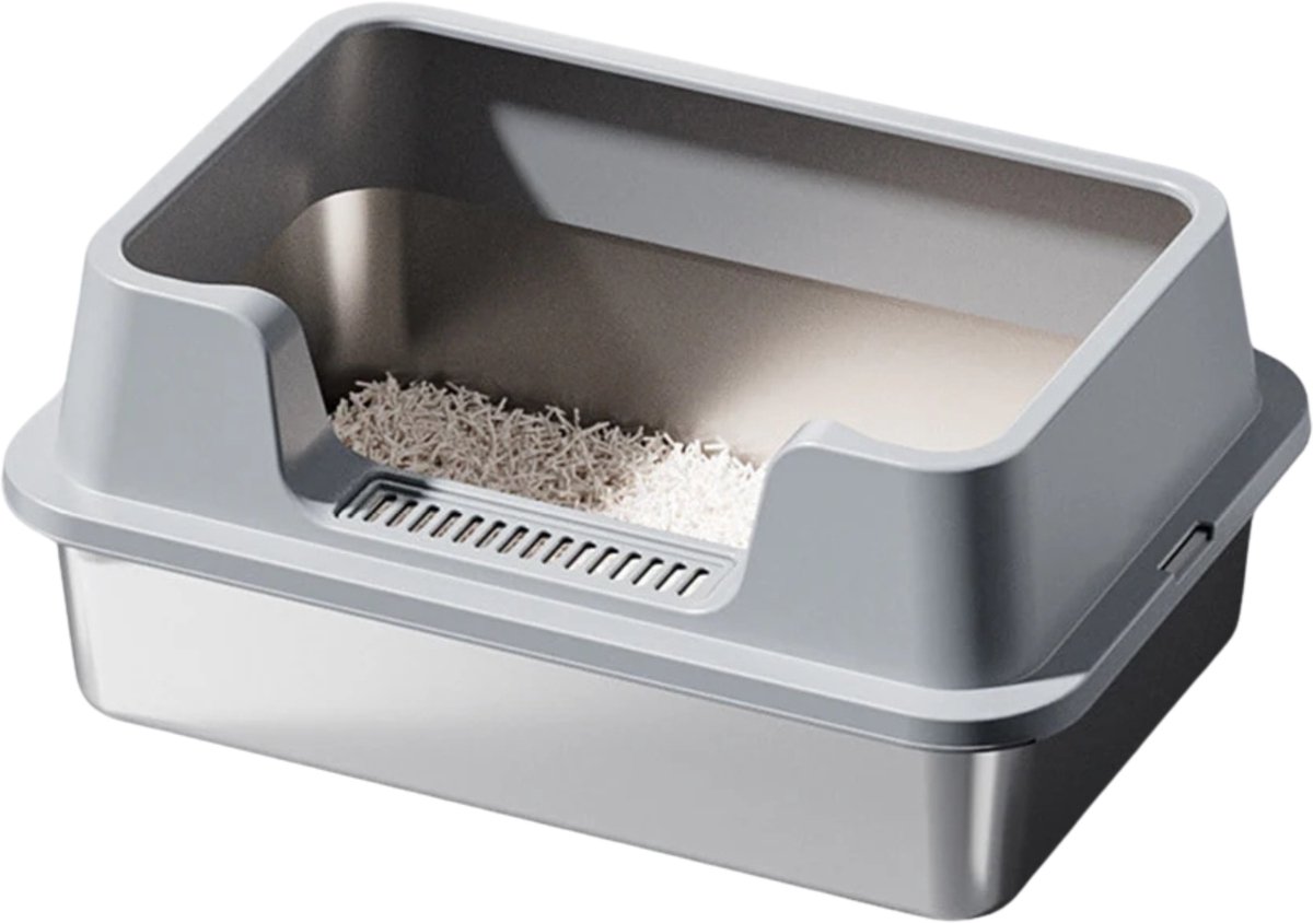 Kelseek Kattenbak – Met deksel – Extra groot – Semi-gesloten – Geurvrij – Makkelijk schoonmaken – RVS – 50x35x22cm – Grijs Kelseek Kattenbak – Met deksel – Extra groot – Semi-gesloten – Geurvrij – Makkelijk schoonmaken – RVS – 50x35x22cm – Grijs
