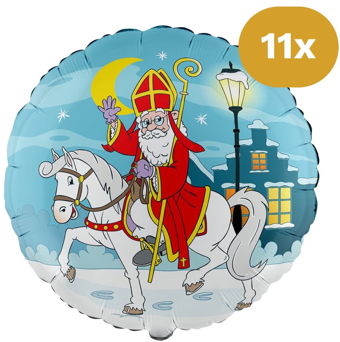 11x Sinterklaas Folieballon 18 inch / 46cm - Sint te Paard - Decoratie Versiering Pakjesavond