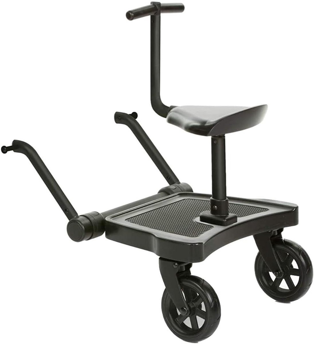 Meerijdplankje met Zitting - Oudere Broer Plankje - Kinderwagen Accessoire - Universele Bevestiging - Tot 20 kg - Zwart