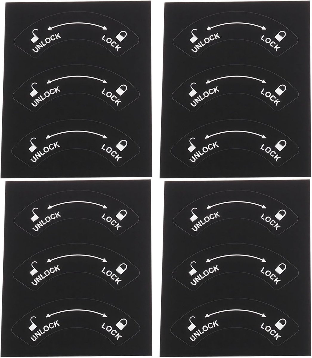 12-delige set Lock Unlock Richting Stickers voor Binnenruimtes - Indicator Stickers voor Deurvergrendeling 8x3cm