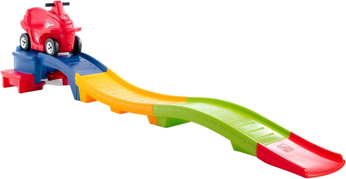 Kinderachtbaan - Speelgoed achtbaan loopauto - Buiten spelen - 27 meter lange baan - 279 cm - Meerkleurig