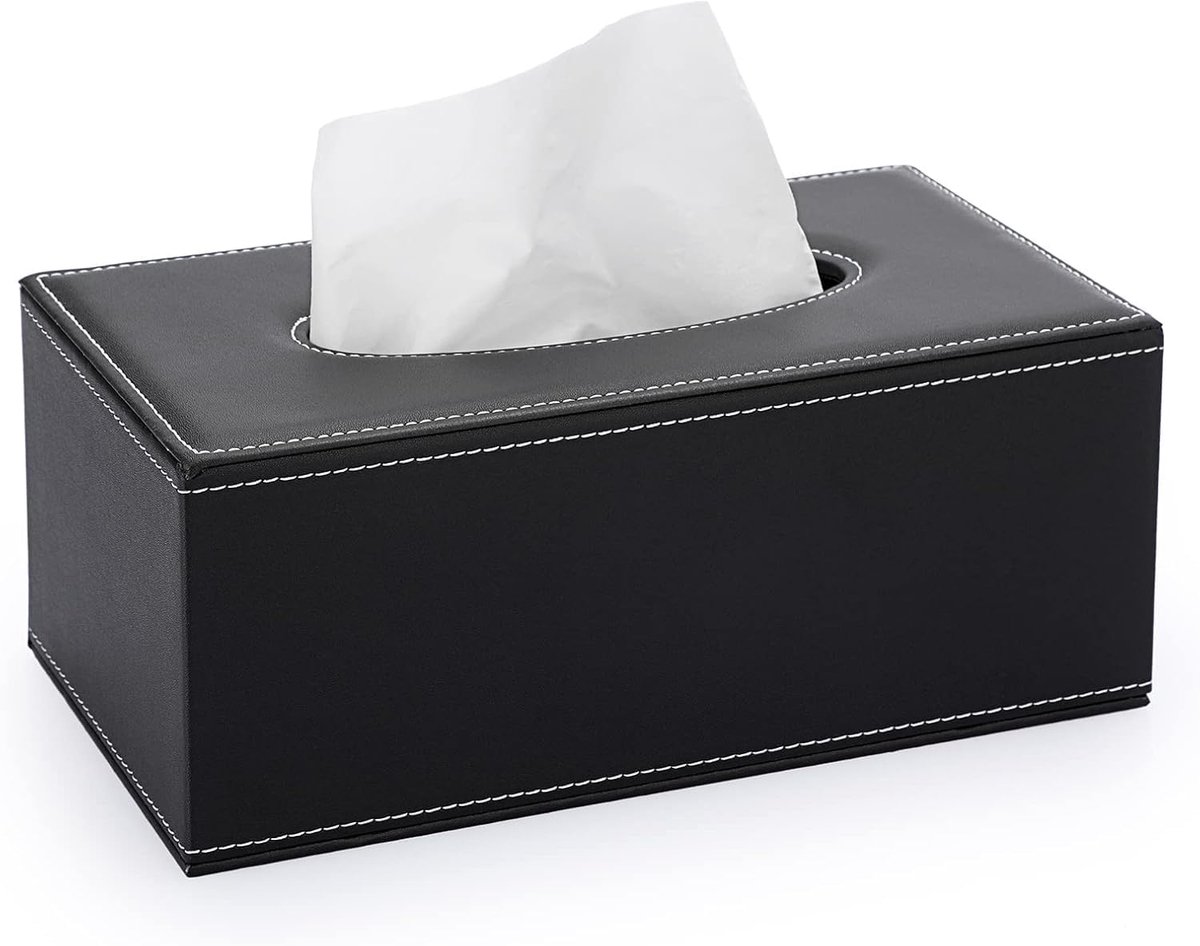 Bobypet - Tissue box houder - Tissuebox rechthoekig - Leren tissuebox - Magnetische sluiting - Luxe uitstraling - Voor kantoor, auto en woonkamer - 25*13.5*9.5CM - Zwart