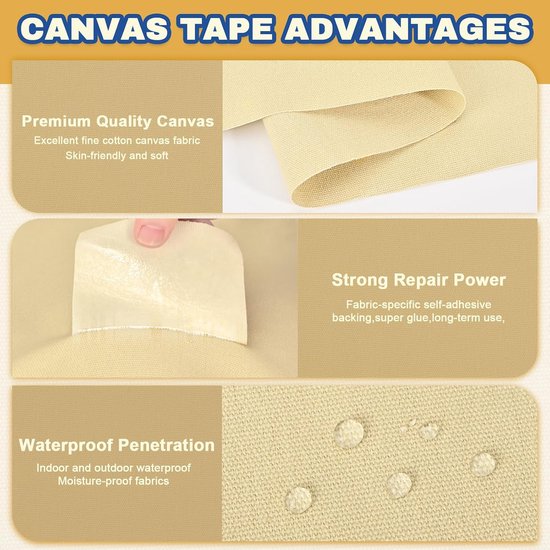 Zelfklevende stof - Reparatietape - Buitenmeubels repareren - Waterdichte canvas - 8 x 160 cm - Lichtgrijs — afbeelding 2
