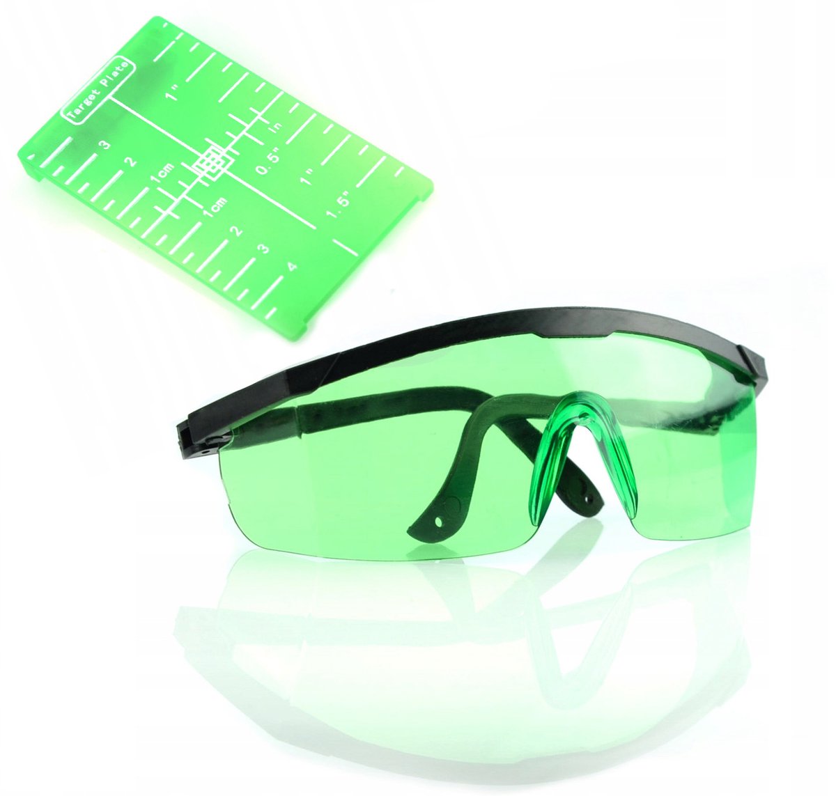 Rosfix Laserleesplaat Set - Laserbeschermbril Groen - 10x7 Cm, 3D Schaal, 2 Magneten, 505–540 Nm