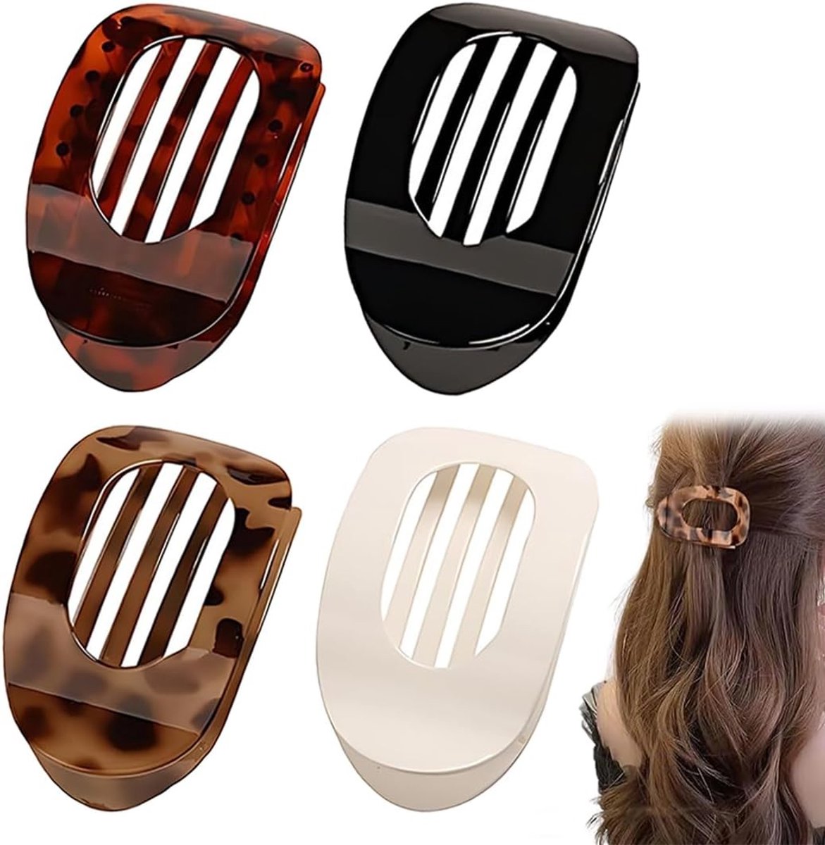 Klittenband Haarspelden voor Vrouwen - 4 Stuks Sterke Grip Haarclips voor Dun Haar en Zijdelingse Styling