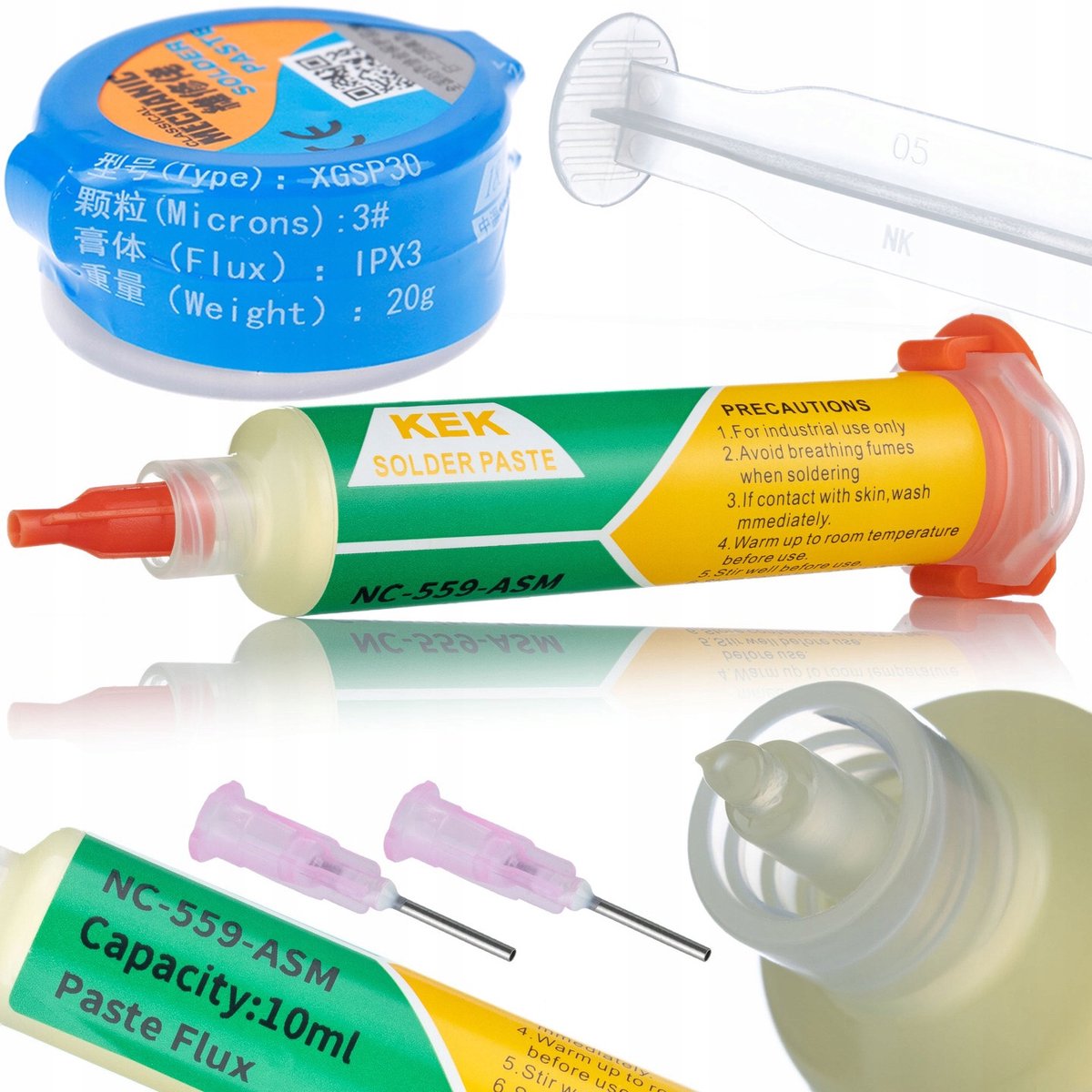 Rosfix Flux en Soldeerpasta Set - No-Clean Flux NC-559-ASM Spuit 10cc & Soldeerpasta XG-30 16g