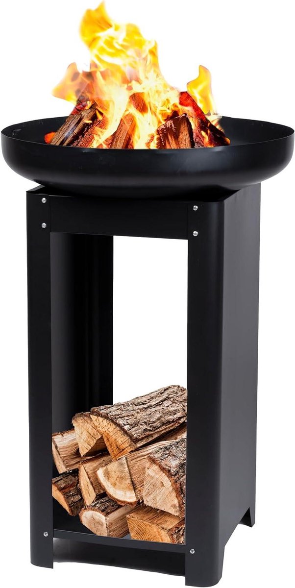Vuurkorf Grill - Buitenhaard Terrashaard - Gezelligheid Buiten - 3-in-1 Functie - 61 x 90 cm - Zwart
