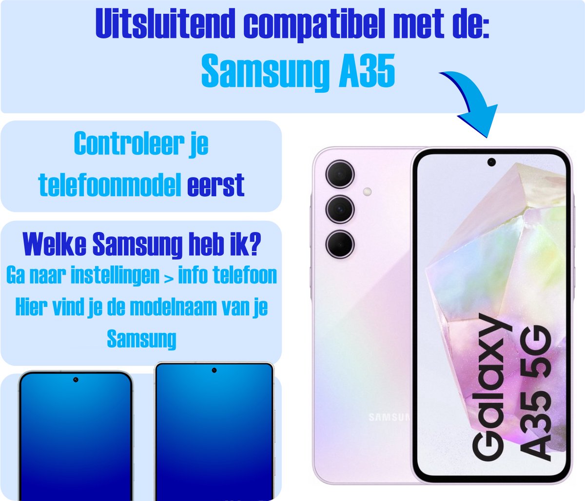 Screenprotector geschikt voor Samsung A35 - Gehard Glas - Tempered Glass Armor Screen Cover - 4 Stuks