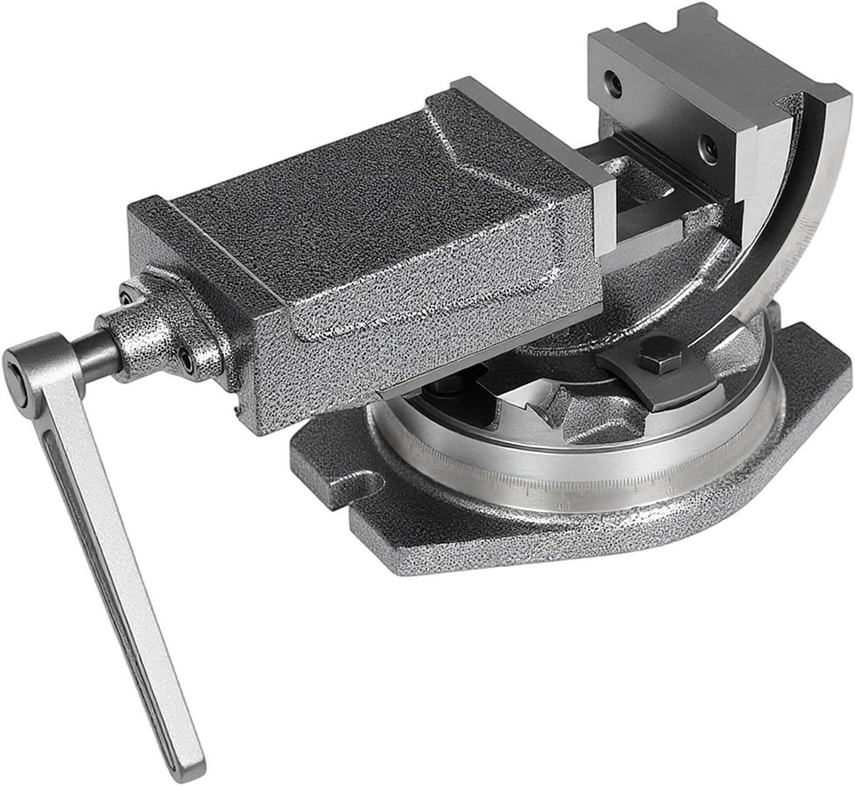 Bankschroef Draaibaar - Tafelschroef Gietijzer - Metaal Houtbewerking - 360° Draaibaar 90° Kantelbaar - 150 mm Bekbreedte - Zilver
