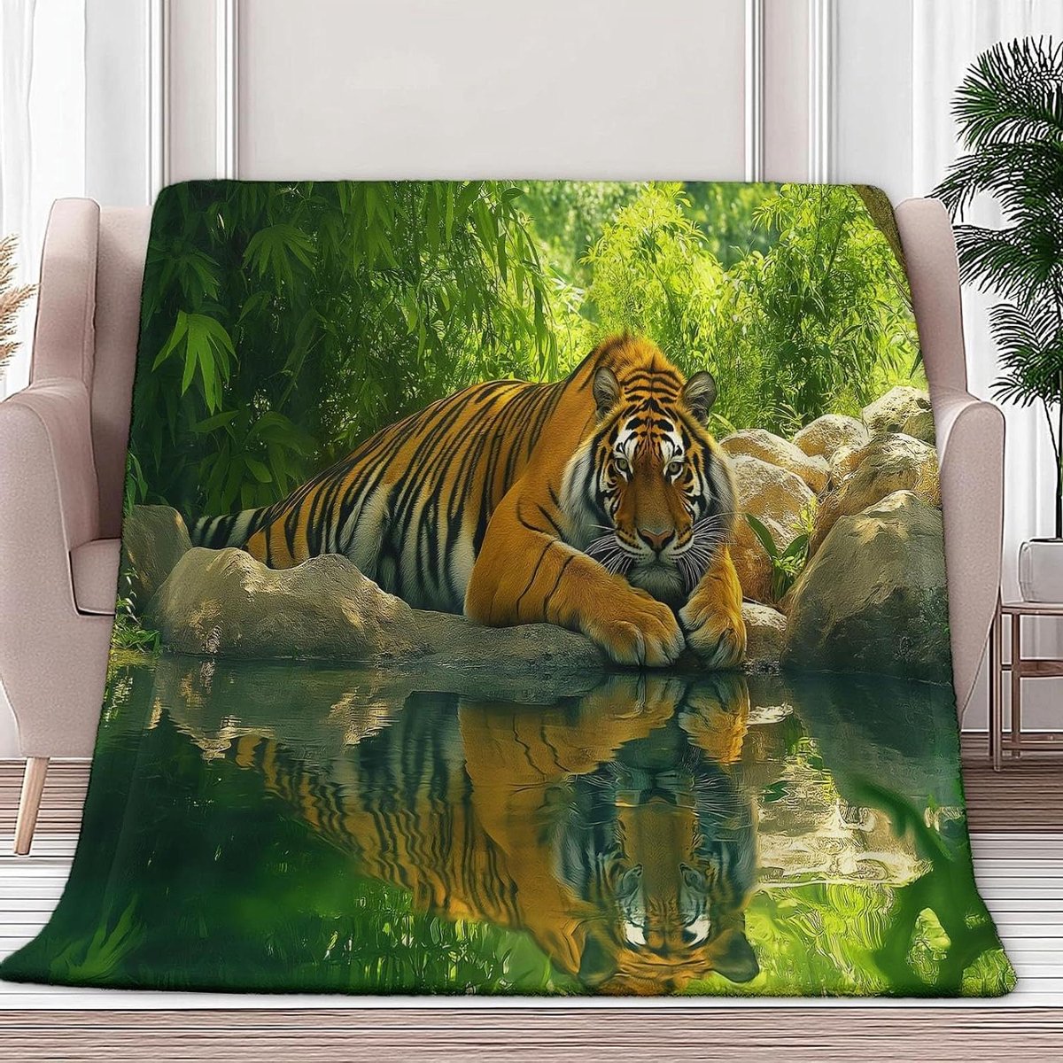 Fleece Deken - Pluche Deken - Gezelligheid Thuis - Dierenprint - 180x220 cm - Groen
