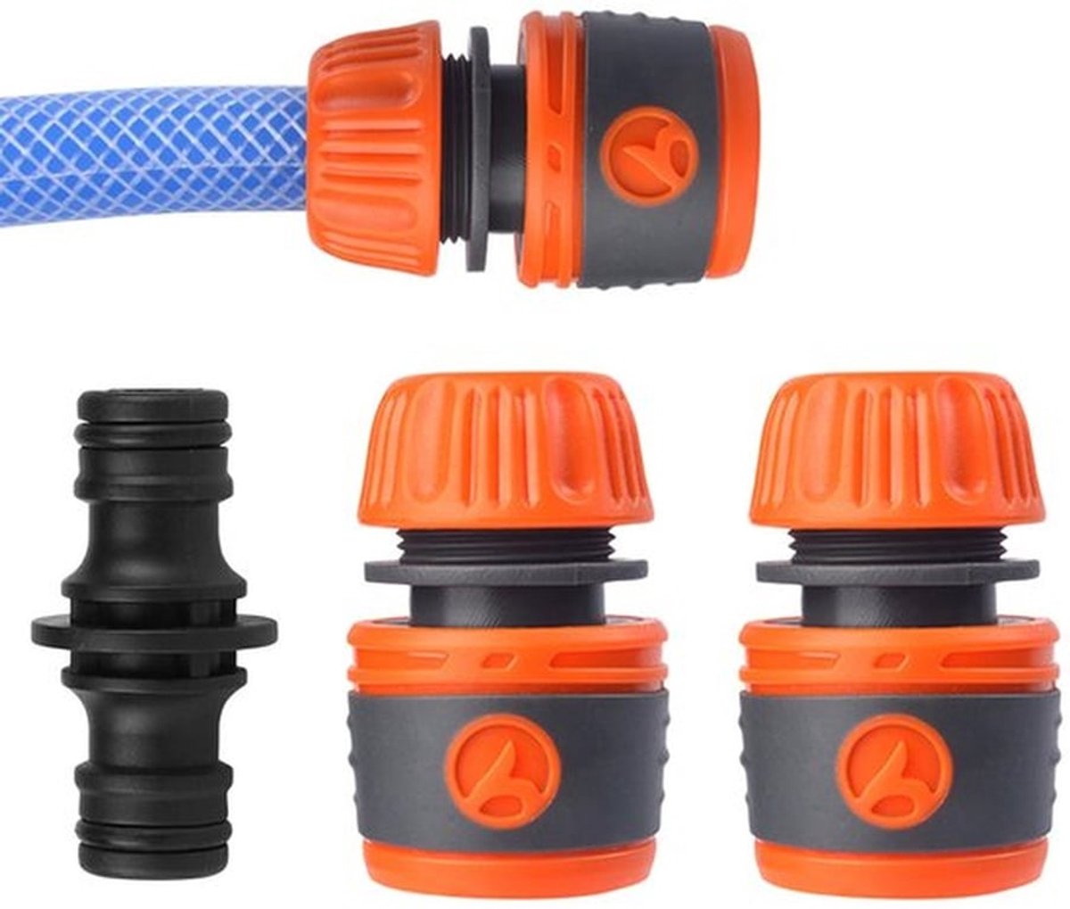 Slangconnector Set - 3 Stuks - 1/2 Inch Koppelingen - Tuinslang Aansluitingen - Antislip Ontwerp - Hoogwaardige Kunststof - 12 x 10 x 4 cm