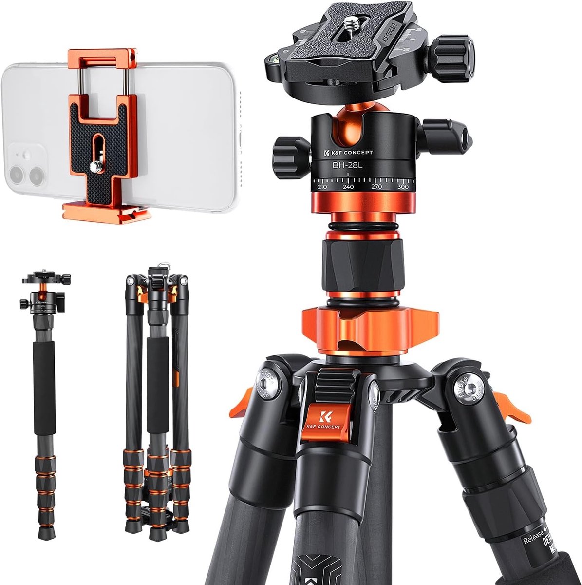 Professionele Carbon Monopod voor Camera's tot 10kg, 172cm Hoogte, Inclusief Metalen Balhoofd en Draagtas, Ideaal voor DSLR Fotografie