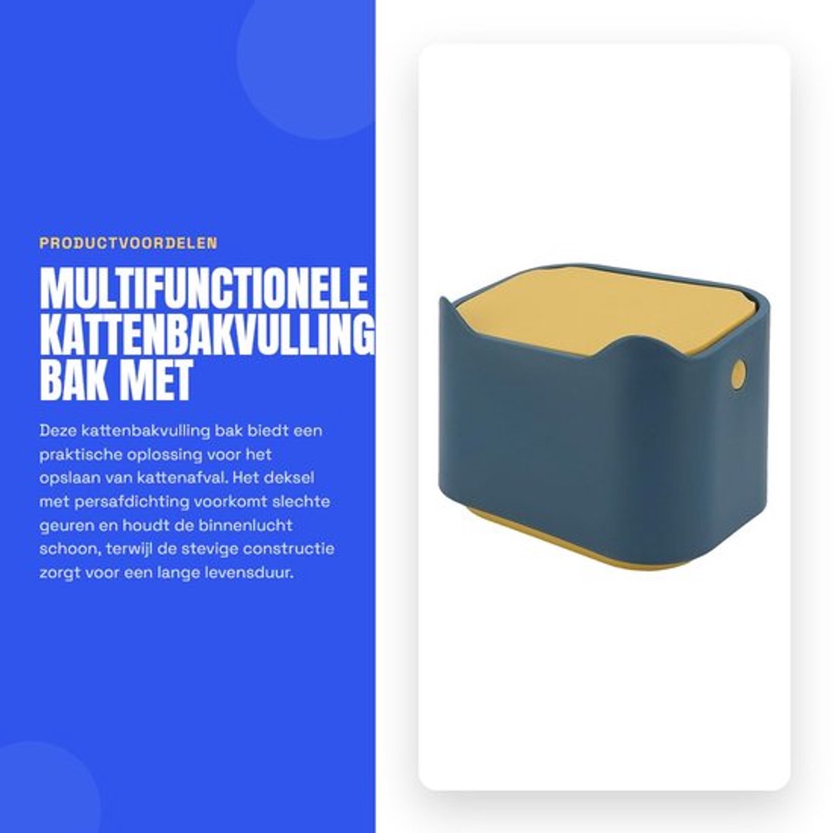 Kattenbakvulling Geurbesturingsontwerp - Afvalbak - Multifunctionele Container - Stevige Constructie - Compacte Afmetingen - Luchtdichte Deksel