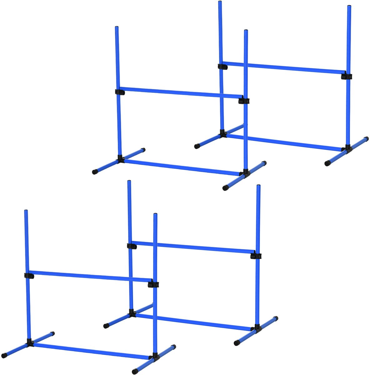 Set van 4 in hoogte verstelbare hondenhindernissen, inclusief draagtas, 99 x 65 x 94 cm, blauw