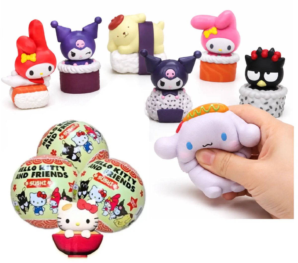 Hello Kitty ands Friends Squishy Sushi - 1 exemplaar - 7.5 cm groot - Cute - Kawaii - Bekend van - Slow Rising