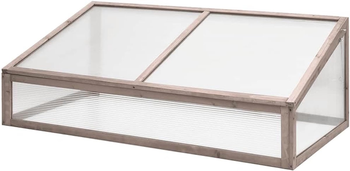 Houten Broeikas - Plantenkas Kruidenkas - Planten Beschermen - Massief Dennenhout - 110x56x39 cm - Grijs