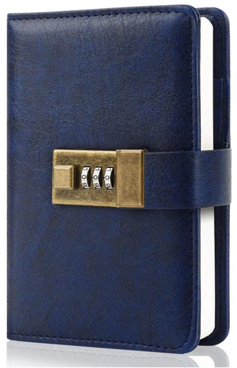 Dagboek met Slot - Cijferslot met Code - Hervulbaar - A5 - 100 vellen - 200 pagina's - Navulbaar vintage dagboek - Notebook Marmer - Notepad - Agenda - Weken - Volwasennen - Blauw