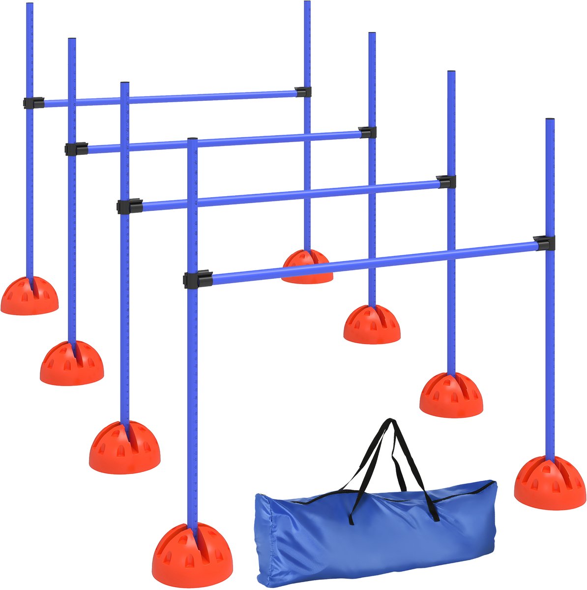 4 - delige hondentrainingsset met 4 hindernissen en draagtas - blauw