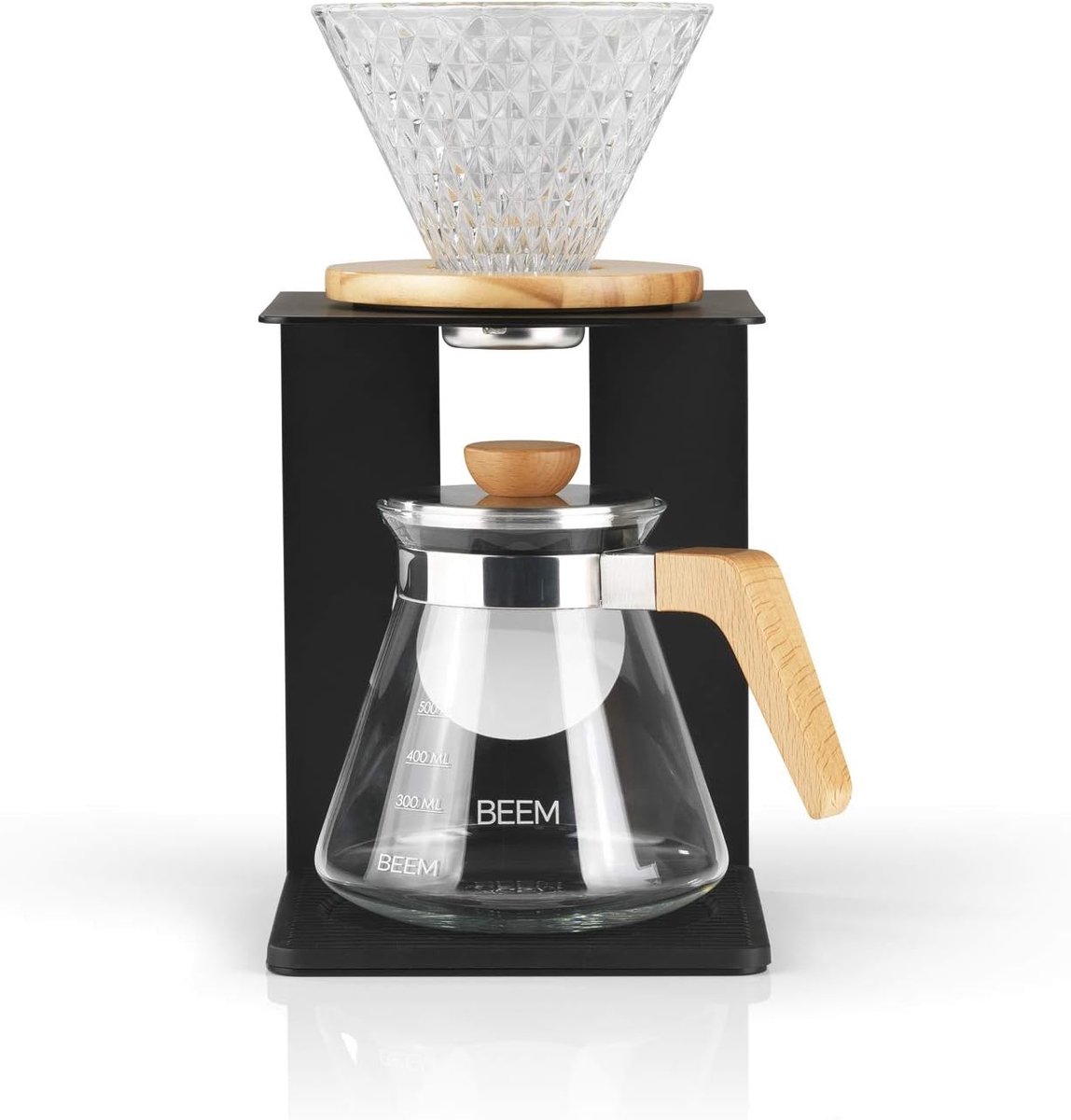 Pour Over Koffiezetapparaat Set - Doorzichtig - 4 Tassen - Glazen Handfilter met Kan en Deksel - Voor Koffieliefhebbers