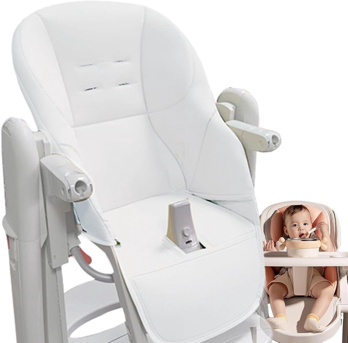 Kinderstoelhoezen - Zitkussenhoezen - Stoel Beschermen - Slijtvast PU Leer - 80 x 40 cm - Wit