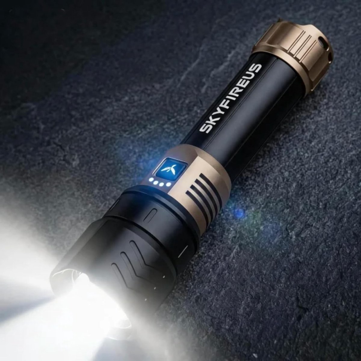 Militaire zaklamp - Zwart - Oplaadbare LED-zaklamp - Waterdichte Aluminium Behuizing - Voor Outdoor en Noodsituaties