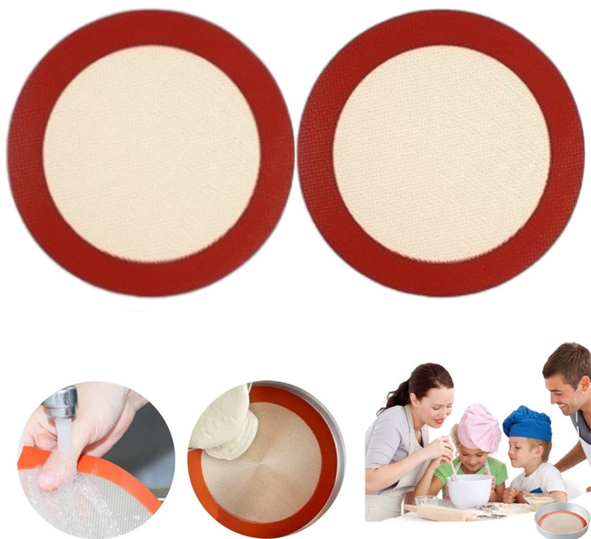 2 bakmatten – Siliconen bakmat - Hittebestendig tot 250 graden-42 x 29,5 cm – Ovenmatten – Mat voor het verplaatsen van brood–Bakmat voor koekjes–Standaard ronde bakmat -Siliconen Bakmat-Duurzaam & Herbruikbaar-Antikleef-Bakpapier alternatief