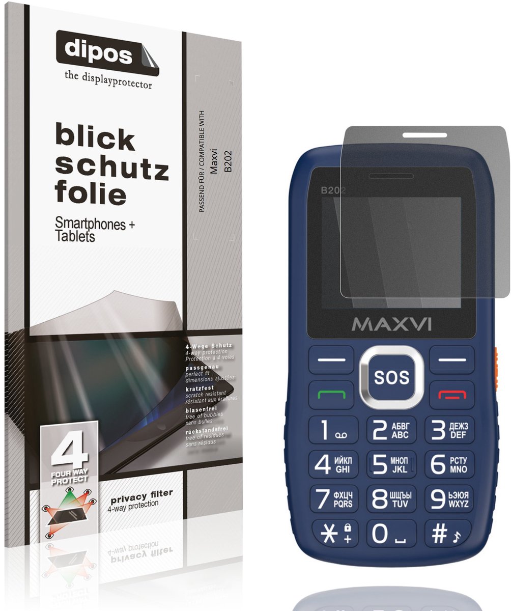 dipos – Matte Privacy Screenprotector geschikt voor Maxvi B202 | Anti-Spy Beschermfolie