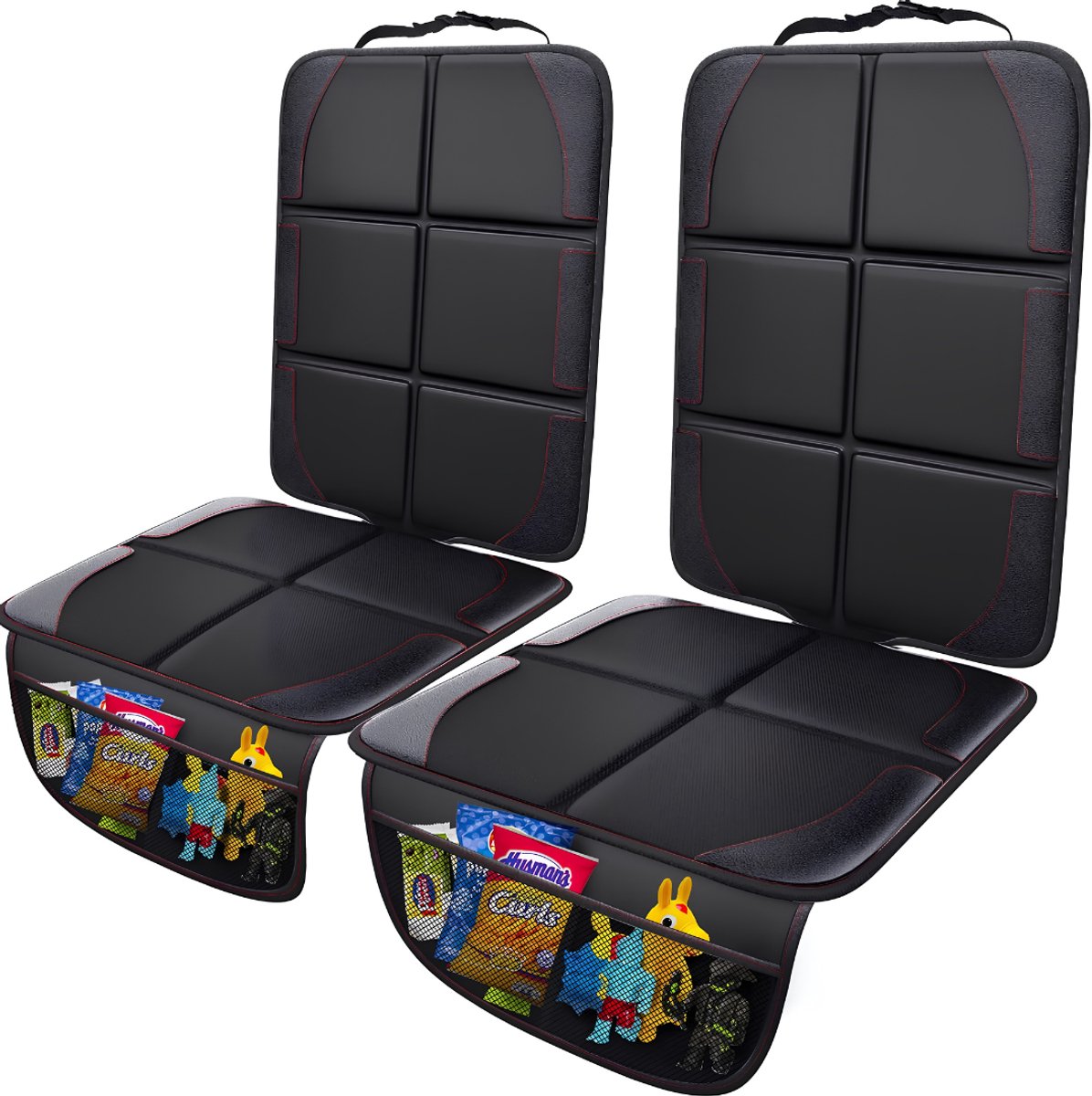 Ploutos® Autostoelbeschermer - 2 Stuks - Voorstoelbeschermer - Autostoel Beschermer Antislip - Zwart - 26cm x 24cm x 11cm