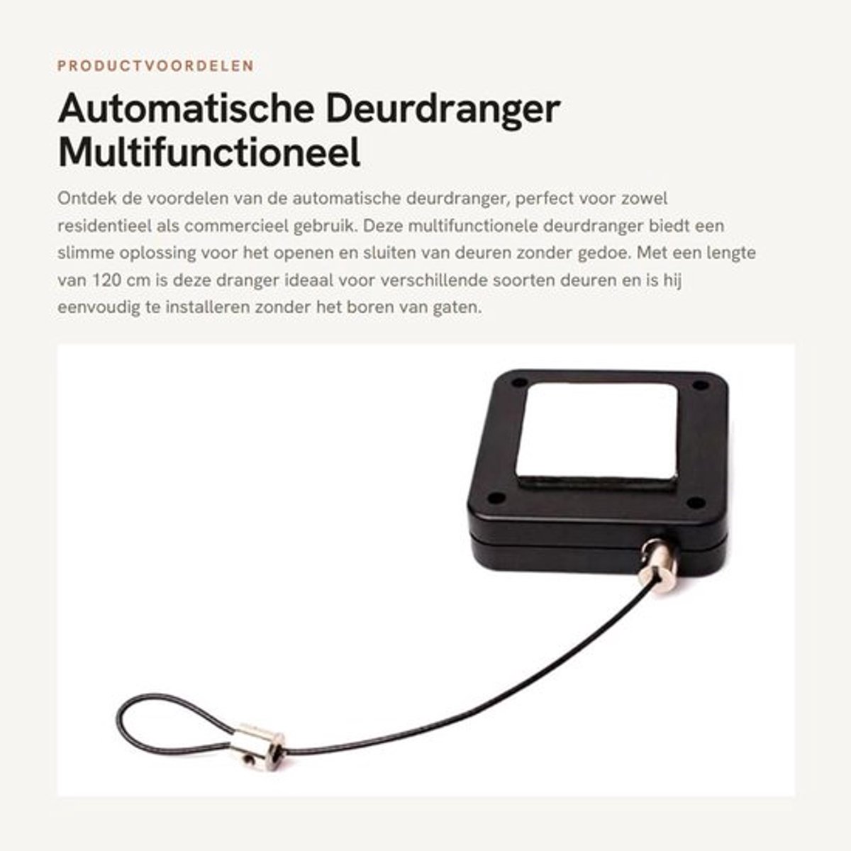 Deurdranger Automatisch - Multifunctioneel - 120 cm - Punchvrije Installatie - Geschikt voor Houten/Metalen Deuren - Hoge Temperatuurbestendigheid - Deursluiter