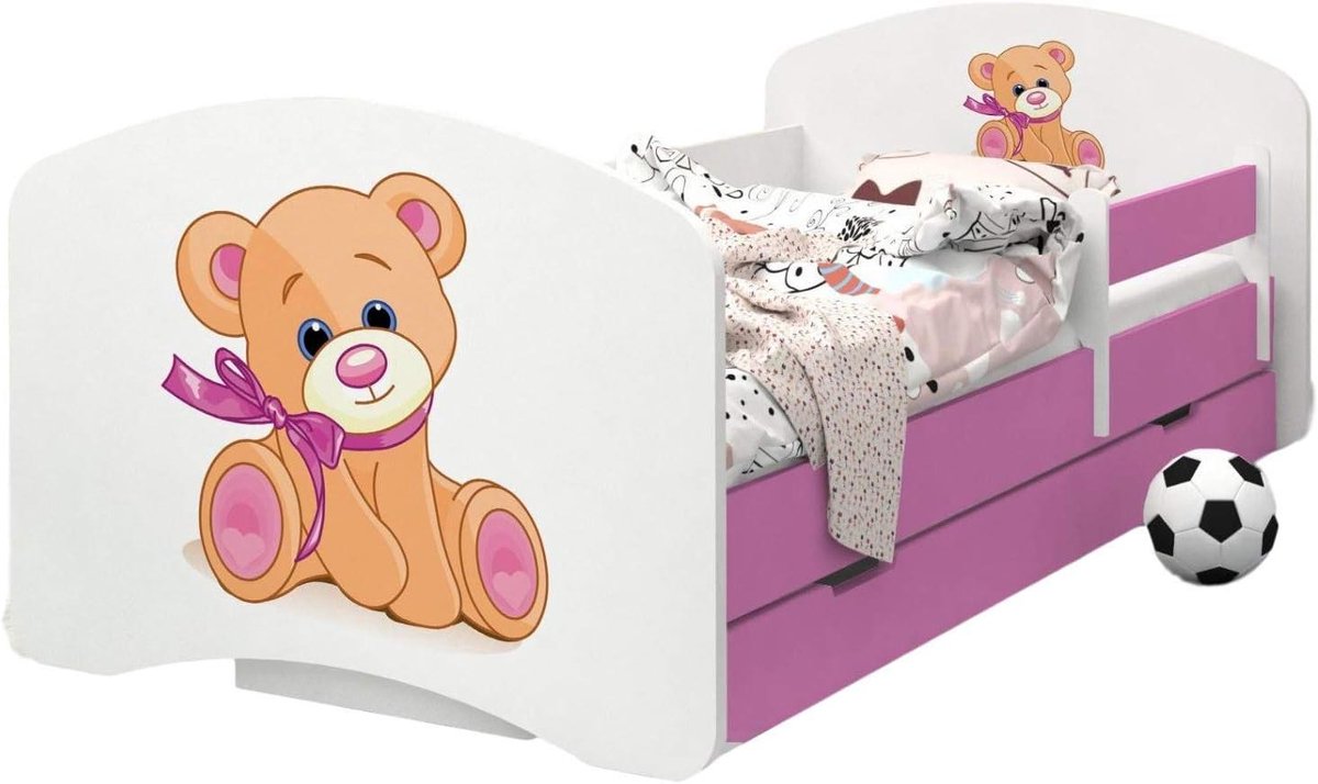 Kinderbed met Lade - Peuterbed Babybed - Veilig Slapen - Schuiflade en Valbeveiliging - 190x90 cm - Roze