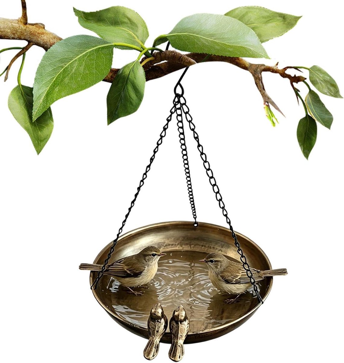 Metalen Vogelbad - Voederstation Decoratie - Vogels Voeren - Roestbestendig Metaal - 26.5 cm - Brons