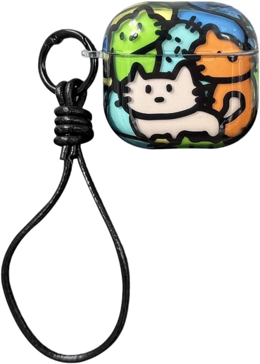 AirPods Pro Hoesje - Beschermhoes Oortjes - Oortjes Beschermen - Schattig Kattenontwerp - Niet gespecificeerd - Kleurrijk