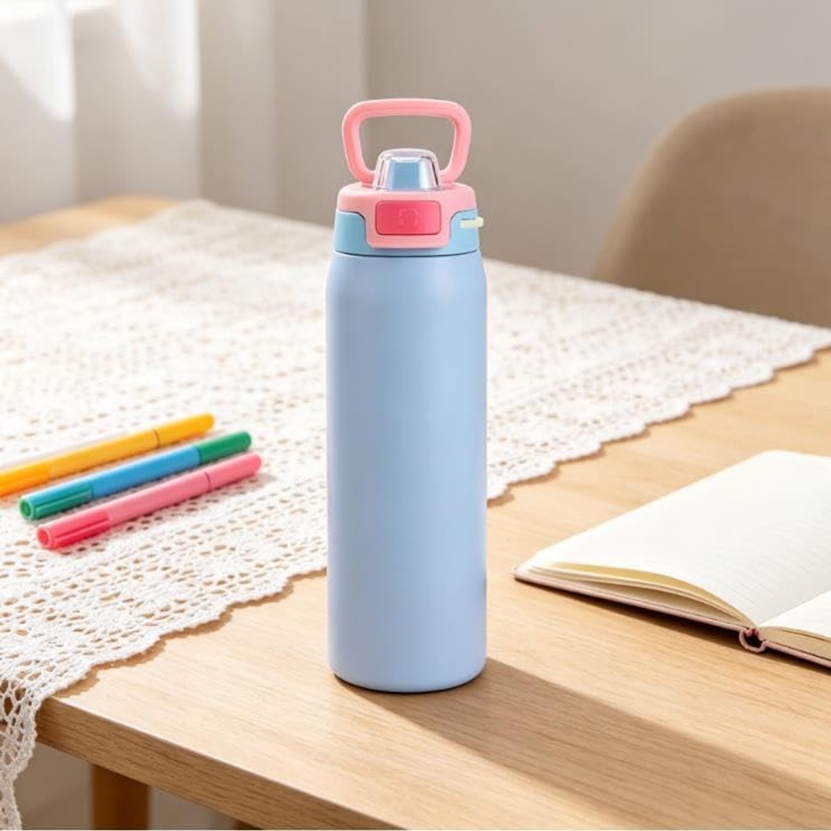 carmdering - geïsoleerde waterfles – Lekvrije Drinkfles met Draaglus en Beschermkap – Vaatwasserbestendig