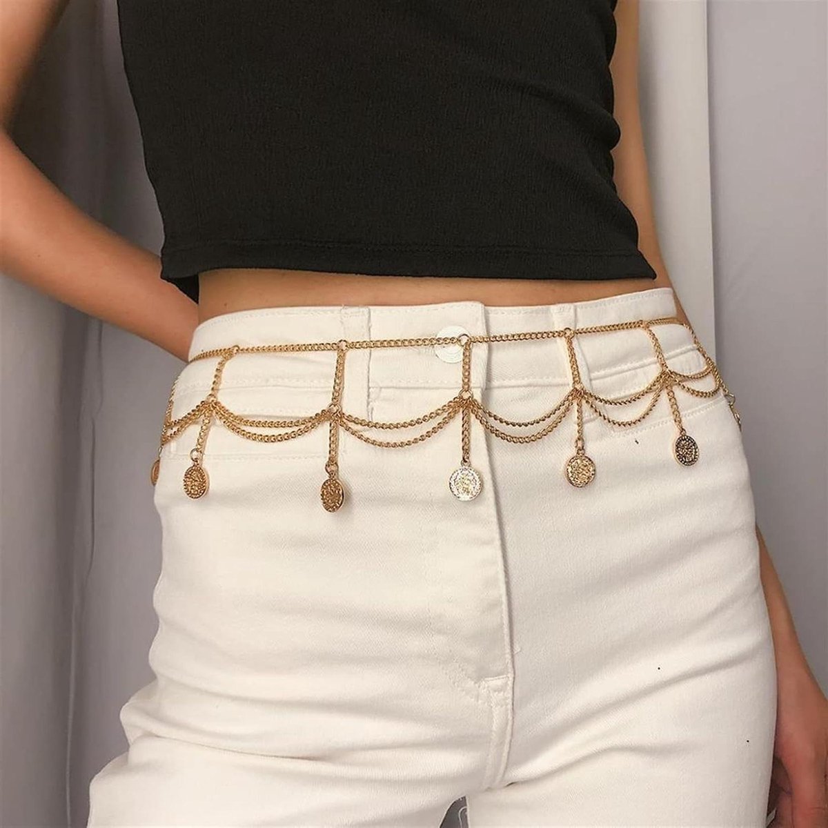 Body Chain - Buikketting Dansketting - Feest Kleding - Verstelbaar Ontwerp - One Size - Goud