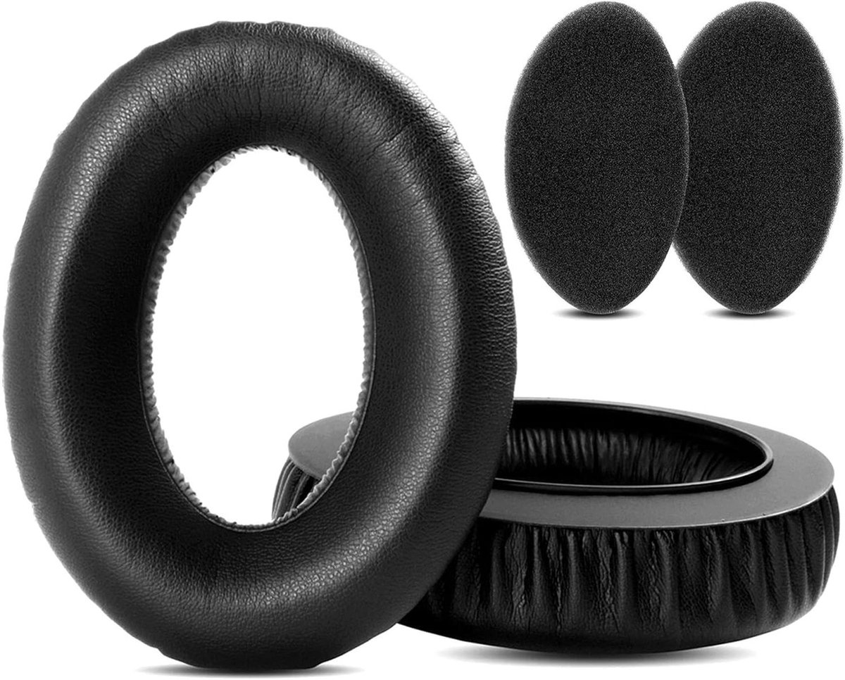 Vervangende Oorkussens - Hoofdtelefoon Kussens - Muziek Luisteren - Ultrazacht Proteïneleer - 10.5 x 9 x 1 cm - Zwart
