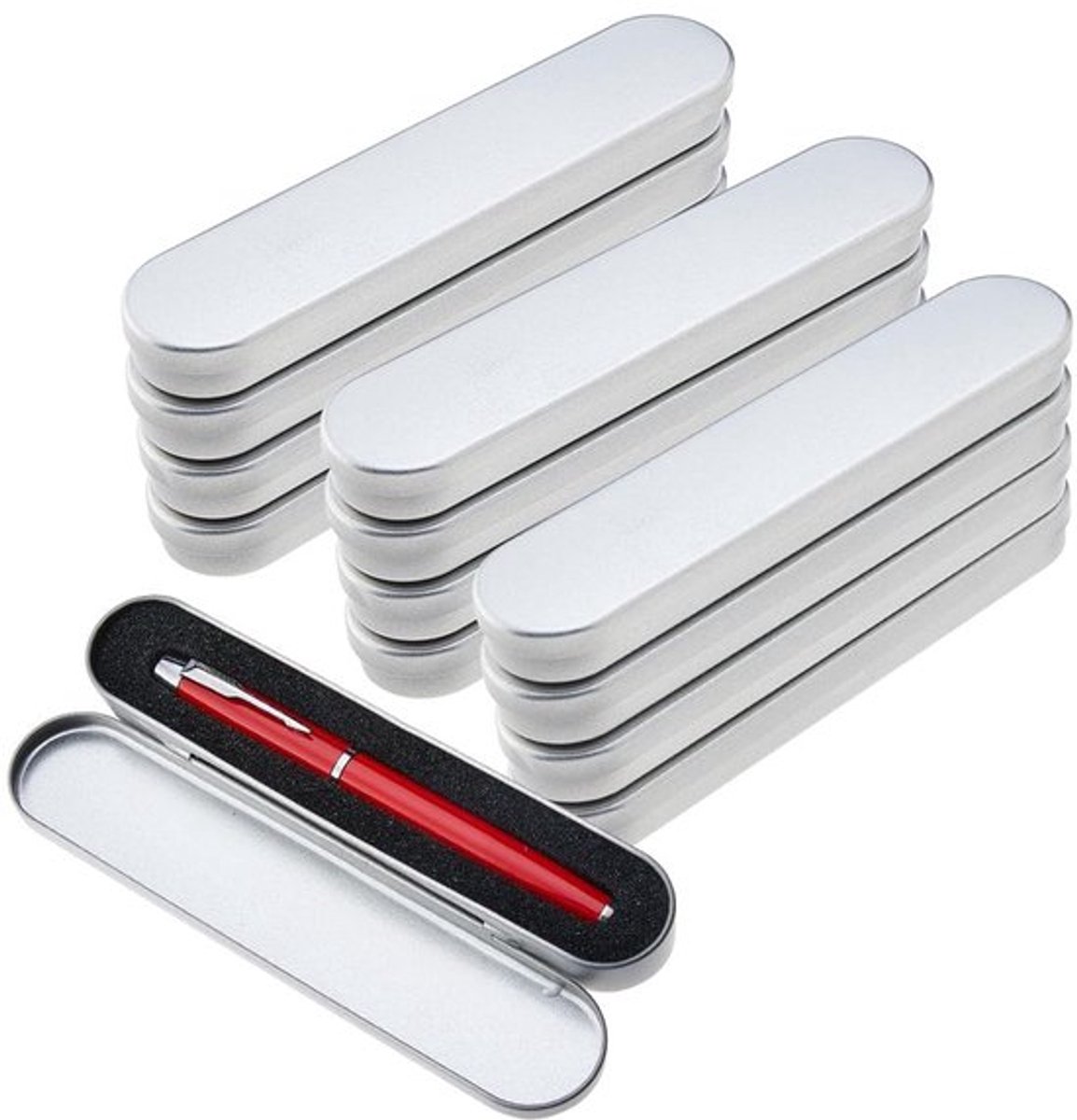12 Stuks Metalen Pen Opbergdoos Blik Dozen
