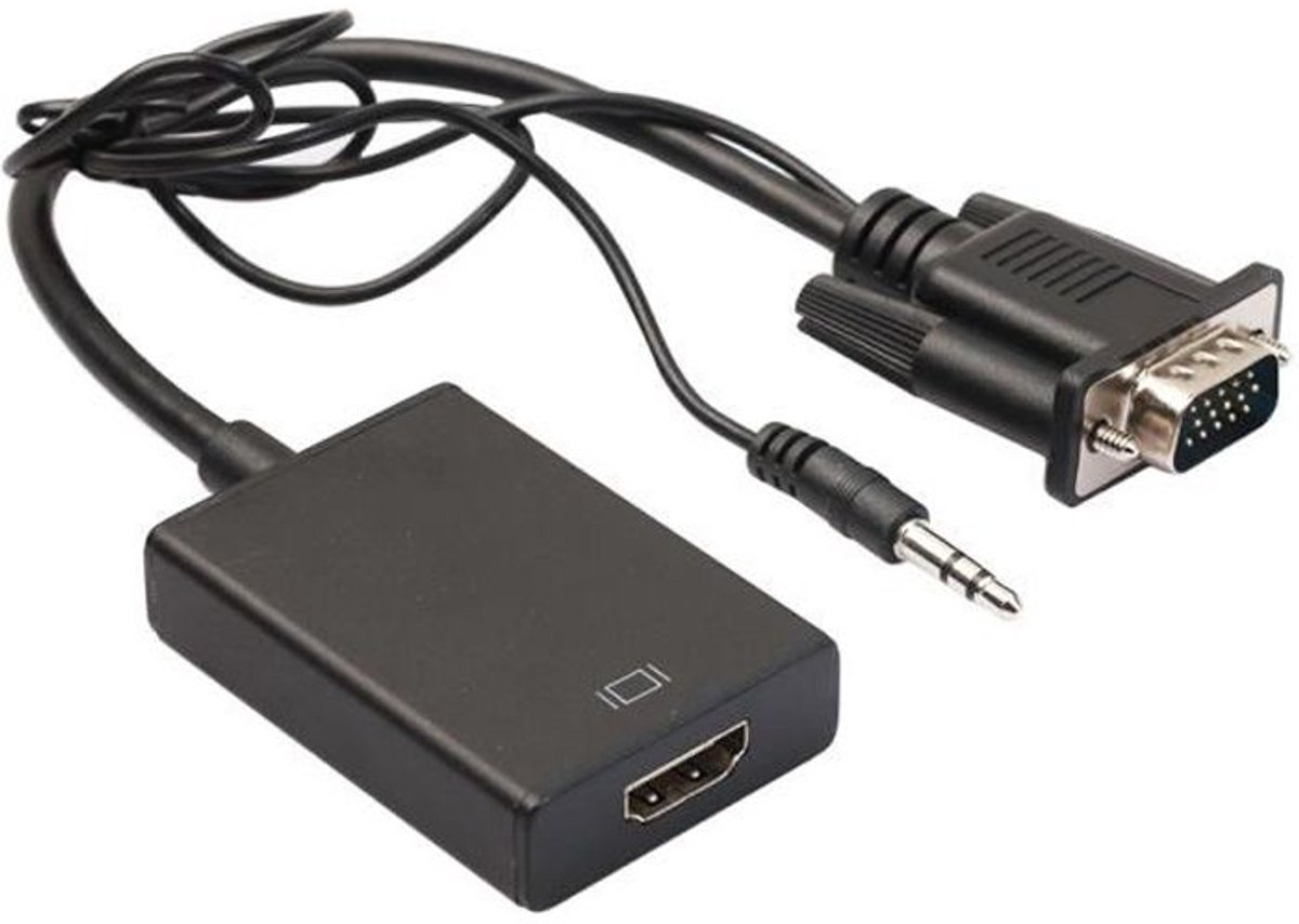 LISM-VGA-male naar HDMI-female adapterkabel, ondersteunt 1080p HD-tv + audio-tv AV HD-tv.